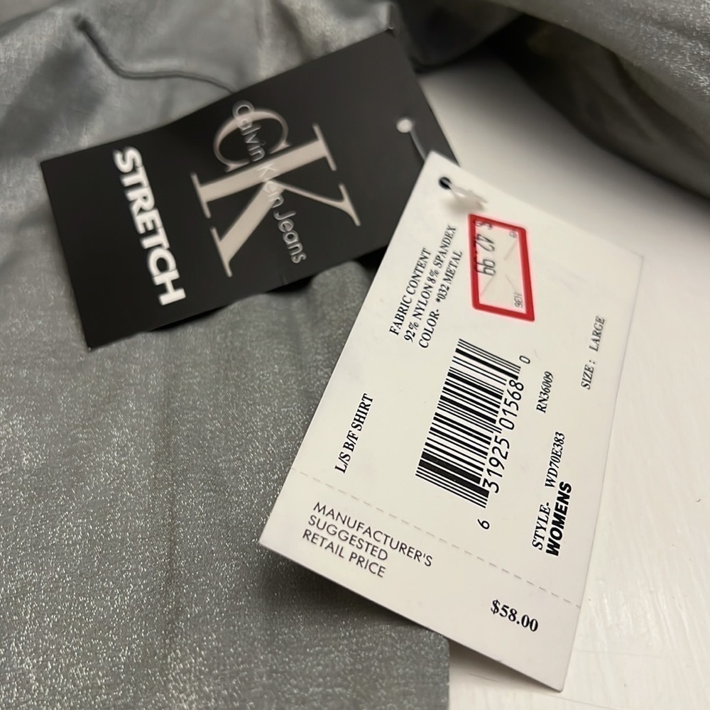 Calvin Klein Button Shimmer Shirt NOS with Tags size Large - Picture 8 of 9